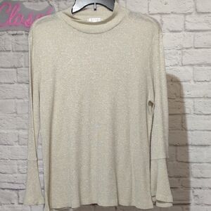 Erin London Sparkling Cream Long Sleeve Top